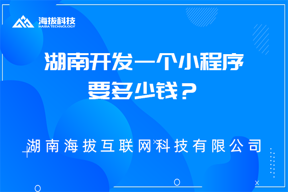 湖南开发一个小程序要多少钱？