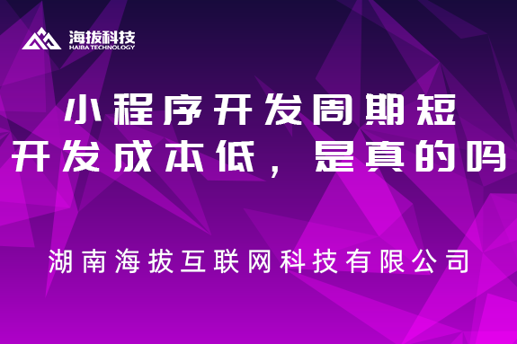 小程序开发周期短、开发成本低，是真的吗？